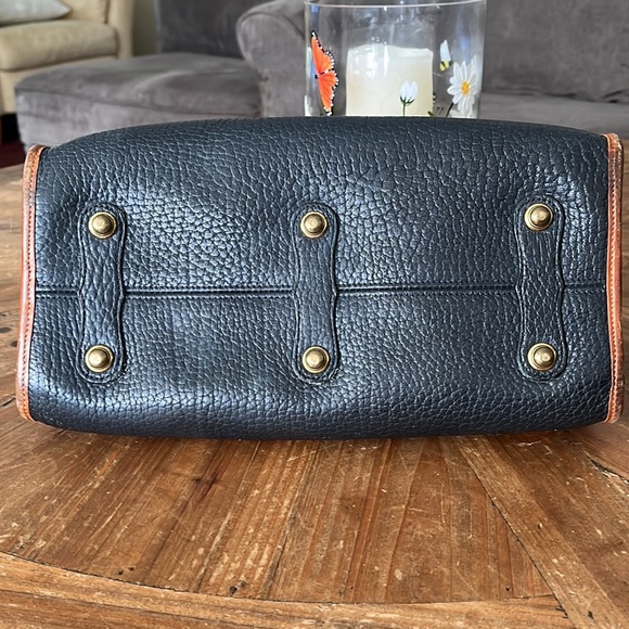 VINTAGE DOONEY & BOURKE SATCHEL R729 NAVY/BRITISH TAN TRIM - Picture 7 of 16